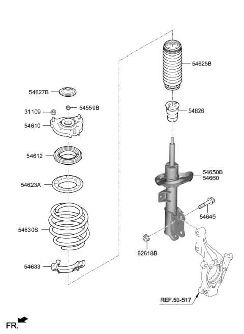 2020 Kia Optima Front Strut Assembly Kit, Left Diagram for 54651D5700