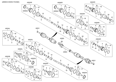 2019 Kia Optima Drive Shaft (Front) Diagram 2