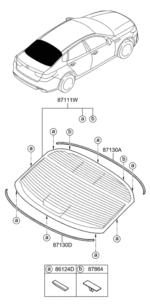 2020 Kia Optima Moulding-Rear Window Diagram for 87130D4000