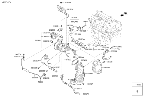 2020 Kia Optima Catalyst Case Assembly Diagram for 285302GPA5