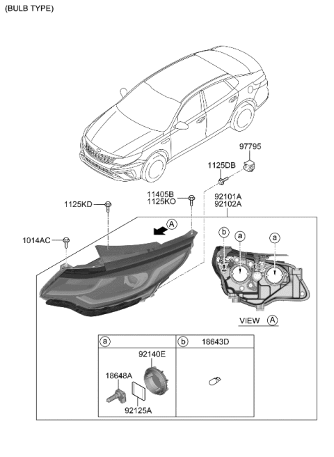 2020 Kia Optima Pad U Diagram for 92102D5500