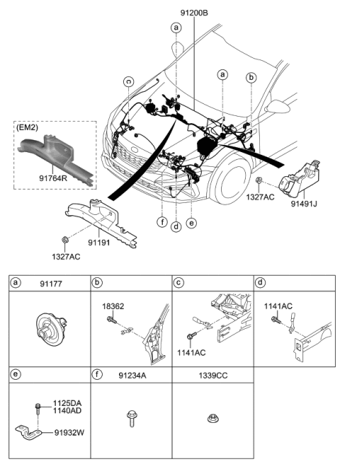 2020 Kia Optima Pad U Diagram for 91700D5360