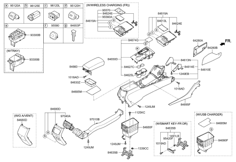 2020 Kia Optima Console Armrest Assembly Diagram for 84660D5000FF4