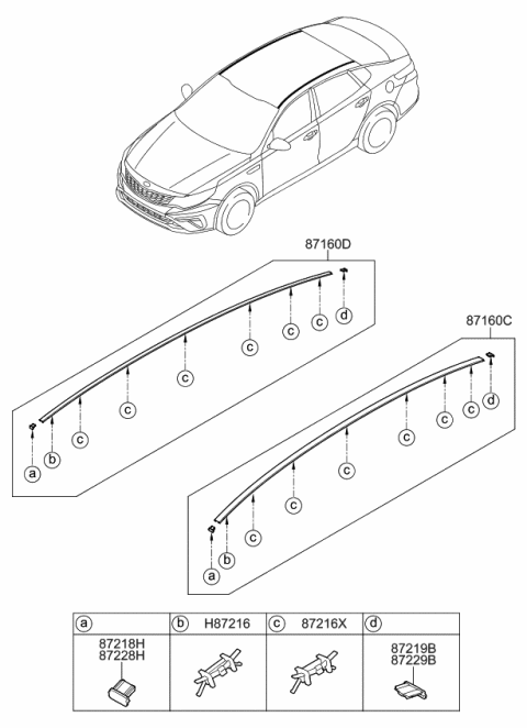 2020 Kia Optima Roof Garnish & Rear Spoiler Diagram 1