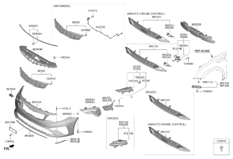 2020 Kia Optima Bracket-Front Bumper Side Diagram for 86513D5000