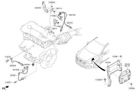 2020 Kia Optima Engine Ecm Control Module Diagram for 391282BJP2