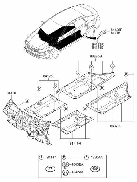 2019 Kia Optima Pad U Diagram for 84135D5500