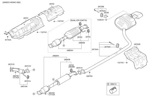 2019 Kia Optima Center Muffler Complete Diagram for 28600D5510