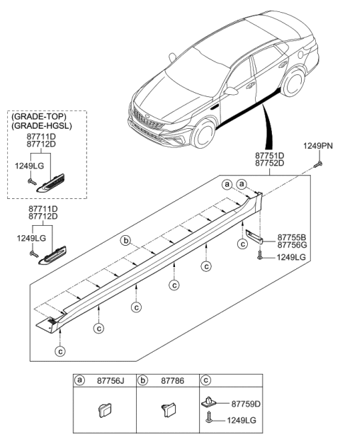 2020 Kia Optima GARNISH Assembly-FNDR Si Diagram for 87771D5500