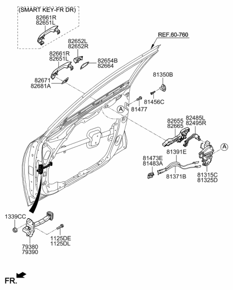 2019 Kia Optima Bracket-Front Outside Handle Diagram for 82485D5000