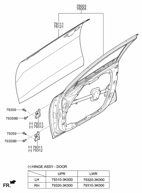 2019 Kia Optima Panel-Front Door Out Diagram for 76111D5000