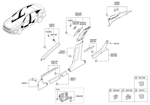 2019 Kia Optima Interior Side Trim Diagram