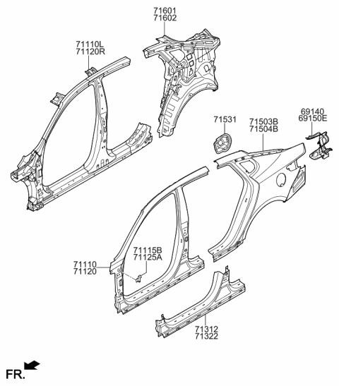 2019 Kia Optima Pad U Diagram for 71602D5001