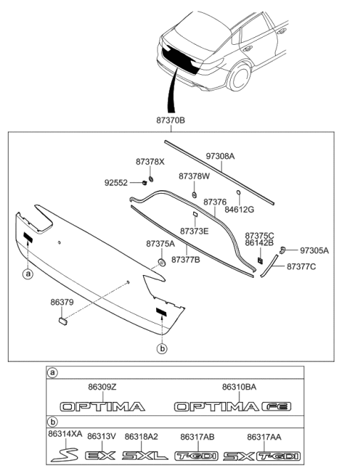 2020 Kia Optima Pad U Diagram for 87370D5090