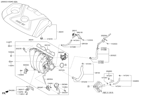 2014 Kia Forte Koup Engine Cover Assembly Diagram for 292402E000