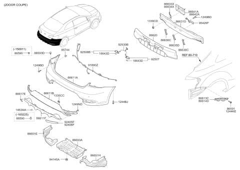 2014 Kia Forte Cover-Rear Bumper UNDE Diagram for 86692A7200