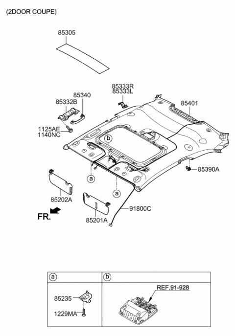 2016 Kia Forte Sunvisor & Head Lining Diagram 3