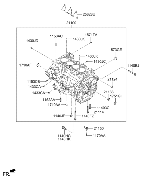 2016 Kia Forte Block Assembly-Cylinder Diagram for 211002B701