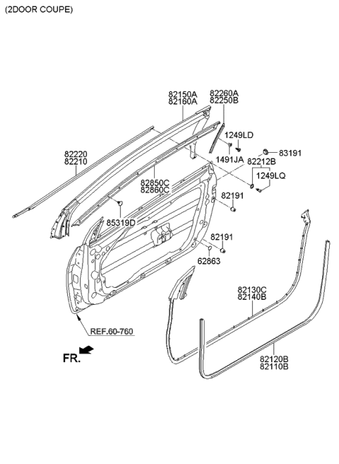 2016 Kia Forte Koup RETAINER Assembly-WEATHERSTRIP Diagram for 82260A7200