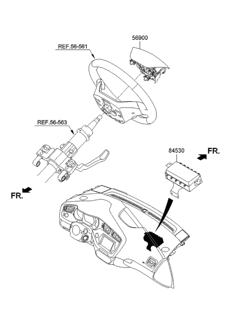 2016 Kia Forte Koup Steering Wheel Air Bag Module Assembly Diagram for 56900A7500WK