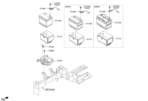 2014 Kia Forte Koup Tray Assembly-Battery Diagram for 37150A7100