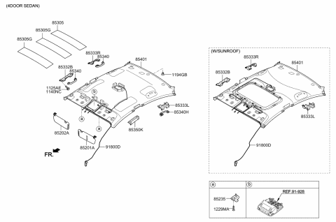 2014 Kia Forte Koup Sunvisor & Head Lining Diagram 1