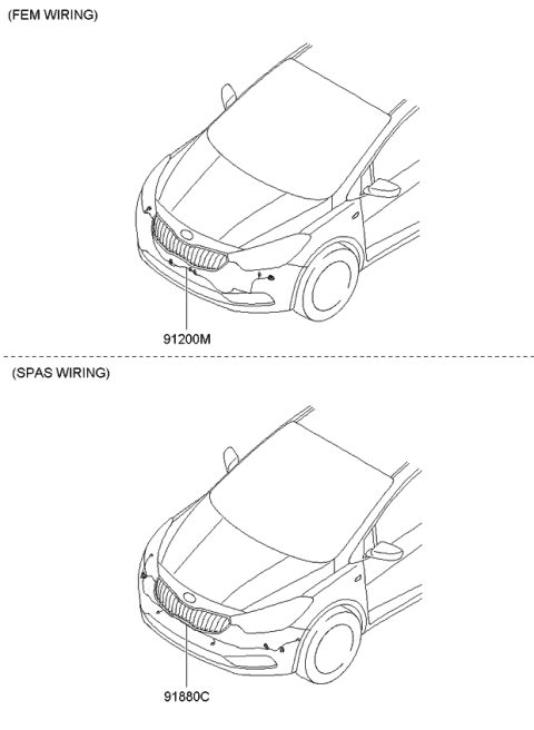 2016 Kia Forte Koup Wiring Assembly-Fem Diagram for 91870A7380