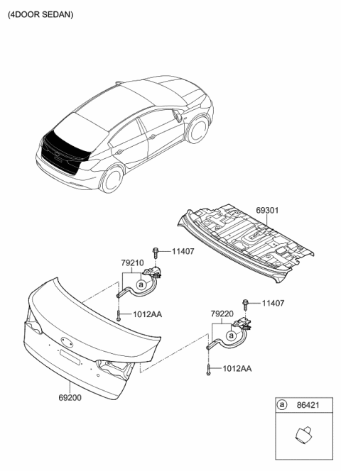 2014 Kia Forte Back Panel & Trunk Lid Diagram 1