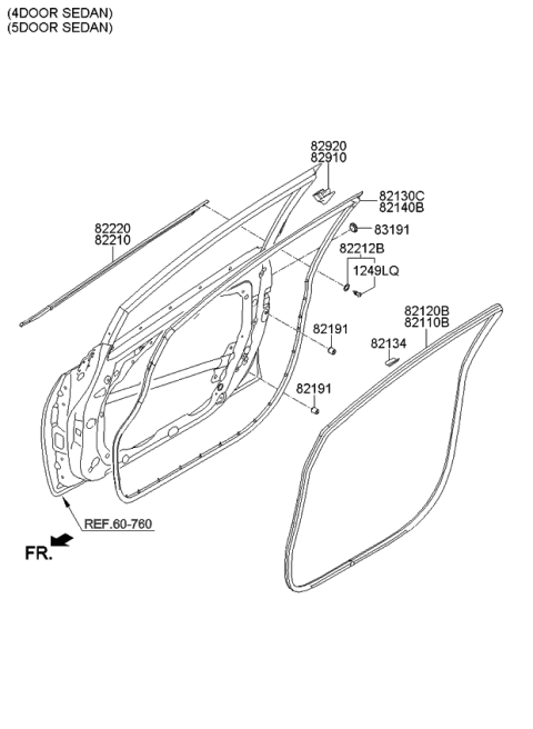 2016 Kia Forte Koup Cover Assembly-Front Door Frame Diagram for 82270A7000