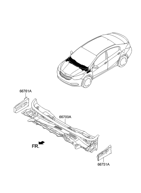 2014 Kia Forte Koup Panel Assembly-COWL Comp Diagram for 66700A7001