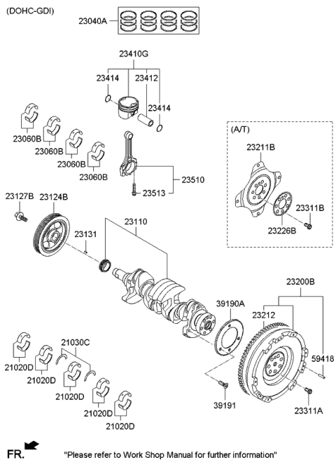 2014 Kia Forte Koup Bearing Pair Set-Connecting Rod Diagram for 230602E041