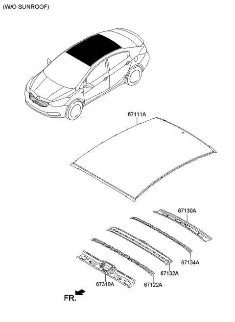 2015 Kia Forte Rail-Roof Center NO3 Diagram for 67162A7000