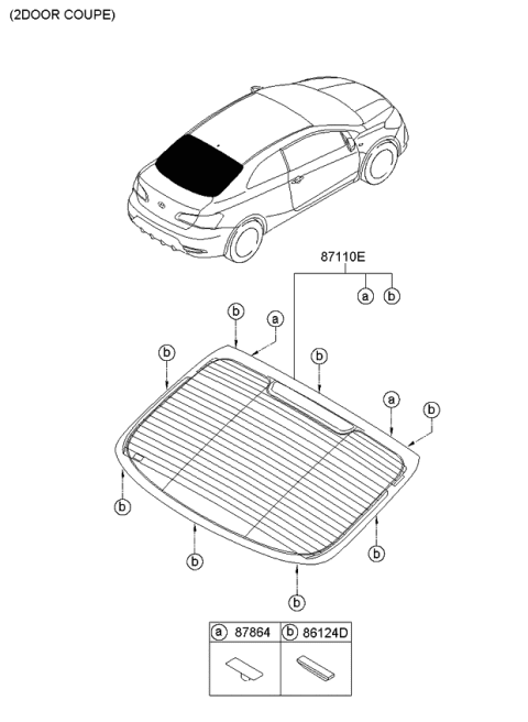 2015 Kia Forte Koup Rear Window Glass & Moulding Diagram 3