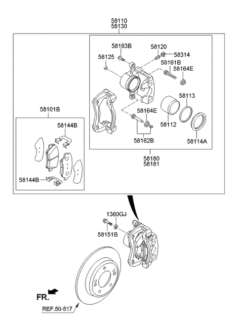 2015 Kia Forte Koup Front Brake Assembly, Right Diagram for 58130A7200