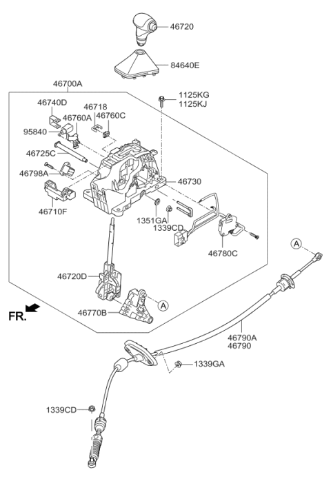 2014 Kia Forte Shift Lever Control Diagram 1