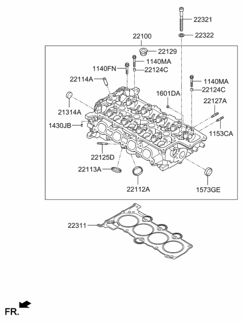 2016 Kia Forte Head Assembly-Cylinder Diagram for 221002B702A