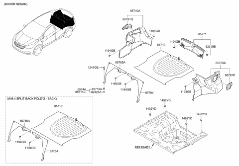 2014 Kia Forte Koup Trim-Partition Side Diagram for 85784A7200WK