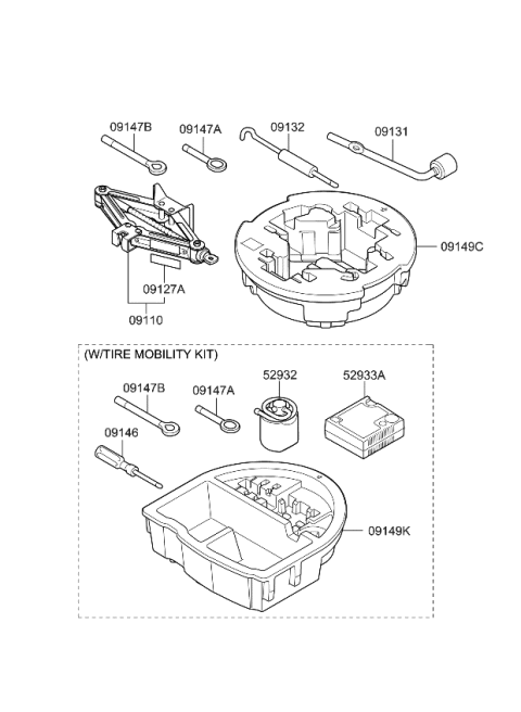2015 Kia Forte Koup Case-Tool Diagram for 09149A7100