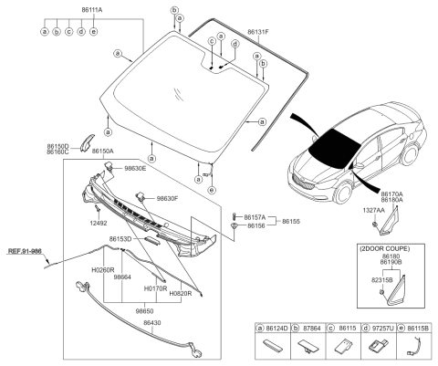 2016 Kia Forte Koup Hose Assembly-Windshield Washer Diagram for 98650A7000