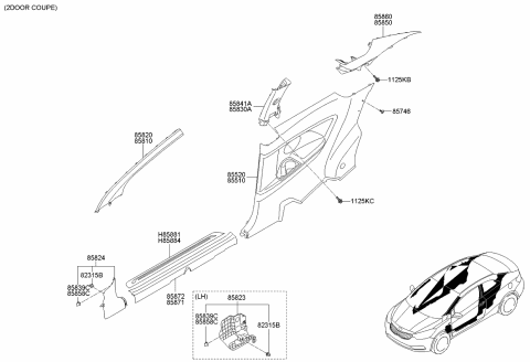 2016 Kia Forte Koup Interior Side Trim Diagram 3