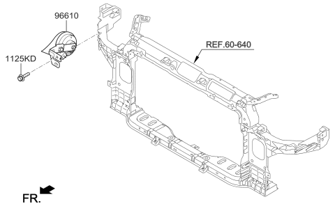 2016 Kia Forte Horn Assembly-Low Pitch Diagram for 96611A7100