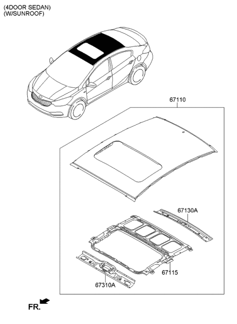 2014 Kia Forte Koup Panel Assembly-Roof Diagram for 67110A7030