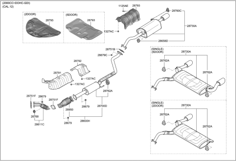 2014 Kia Forte Koup Catalytic Converter Assembly Diagram for 289502E100