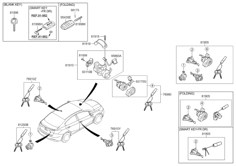 2015 Kia Forte Ignition Switch Assembly Diagram for 931101R000