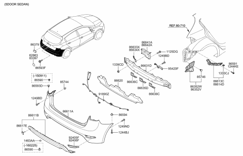 2014 Kia Forte Koup Cap-Rear Hook Diagram for 86688A7250