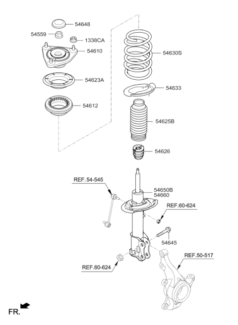 2016 Kia Forte Front Strut Assembly Kit, Left Diagram for 54651A7210