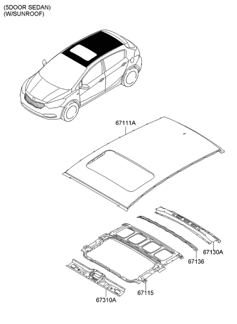 2014 Kia Forte Ring Assembly-Sunroof Reinforcement Diagram for 67115A7510
