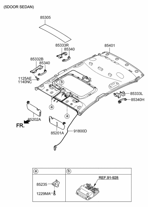 2015 Kia Forte Sunvisor & Head Lining Diagram 2