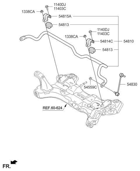 2016 Kia Forte Koup Bar Assembly-Front Stabilizer Diagram for 54810A7400
