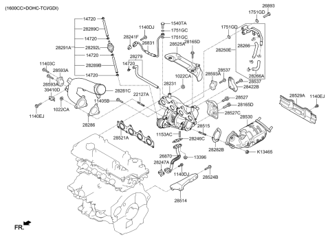 2014 Kia Forte Koup Hose-Turbocharger Diagram for 282882B700